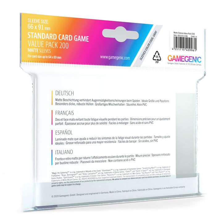 Gamegenic Board Game Sleeves – Standard Card Value Pack 200