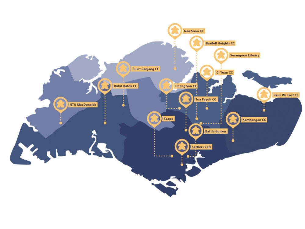 A monthly schedule of places to play board games regularly in Singapore