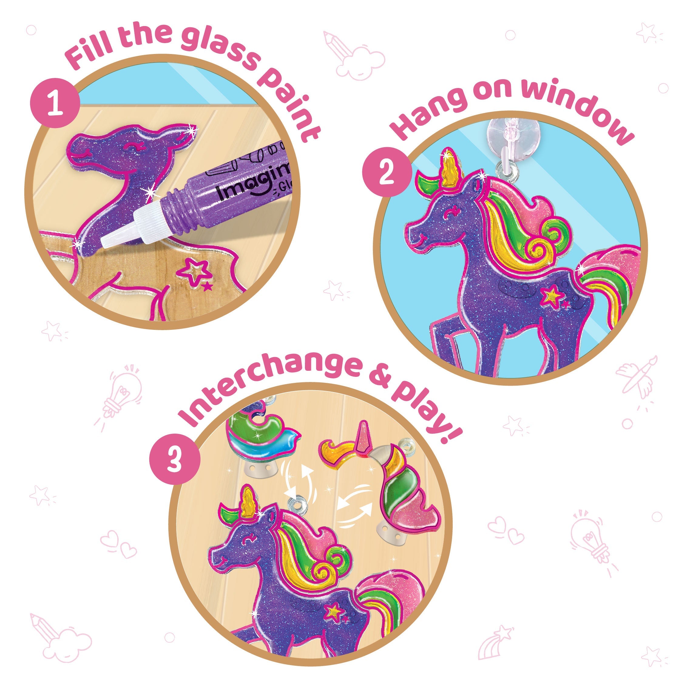 Imagimake Window Art for Kids - Princess and Unicorn