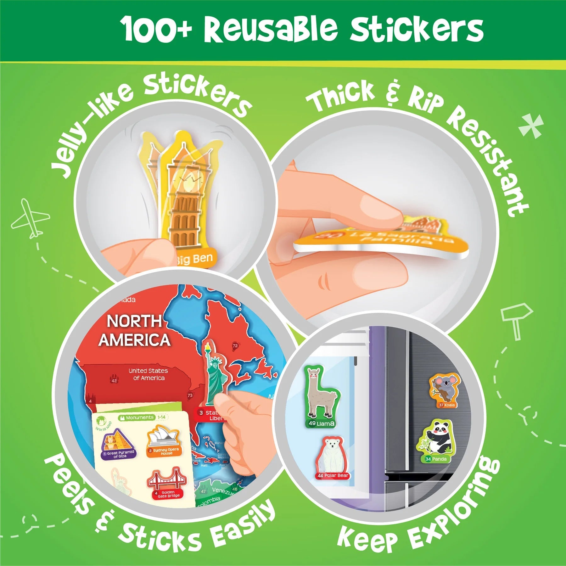 Imagimake World Map Wall Chart with Reusable Stickers
