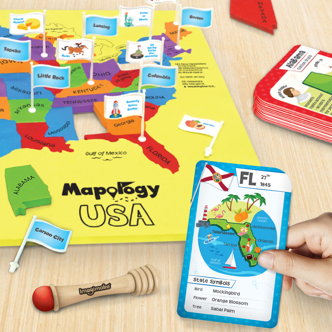Imagimake Mapology USA with Flags Puzzle  & Flashcards