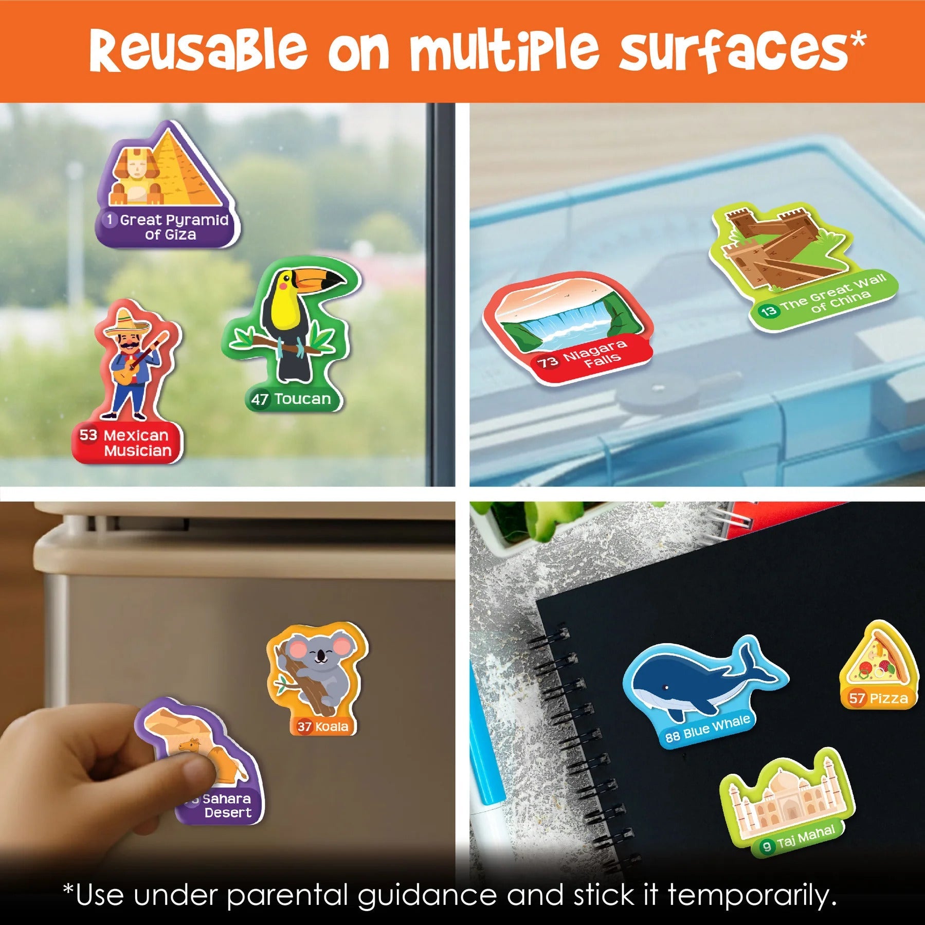 Imagimake World Map Wall Chart with Reusable Stickers