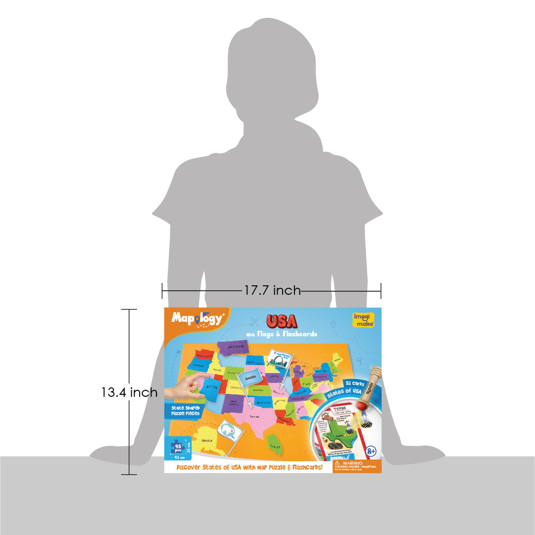 Imagimake Mapology USA with Flags Puzzle  & Flashcards
