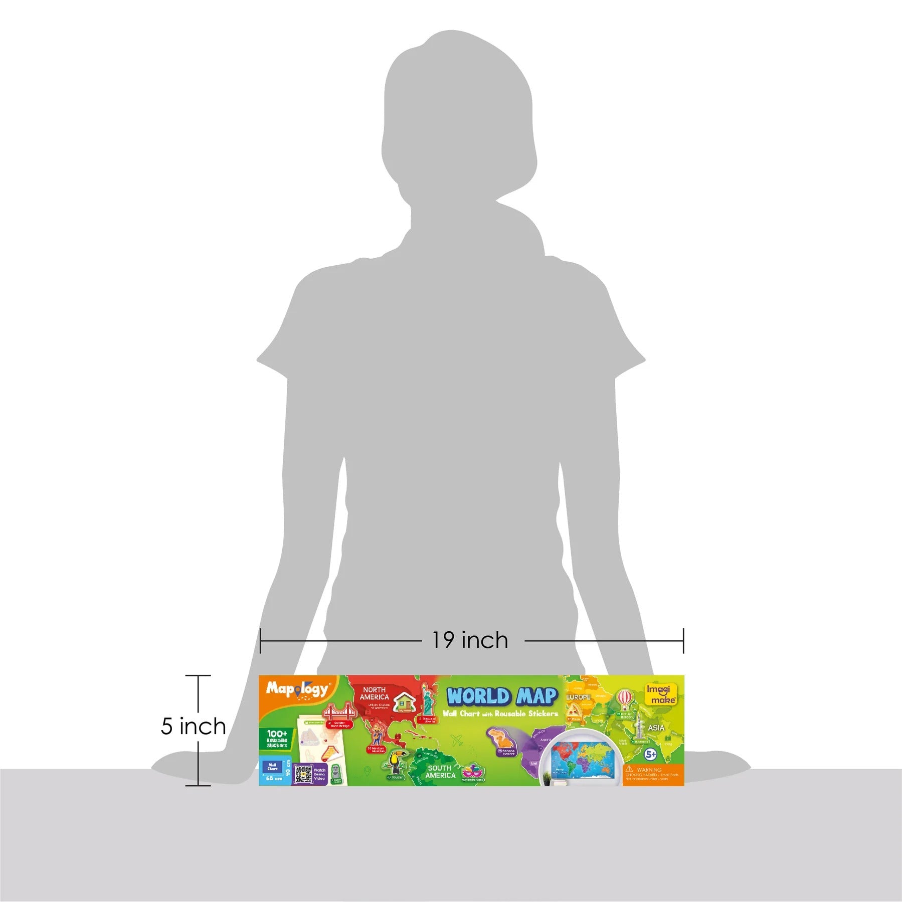 Imagimake World Map Wall Chart with Reusable Stickers