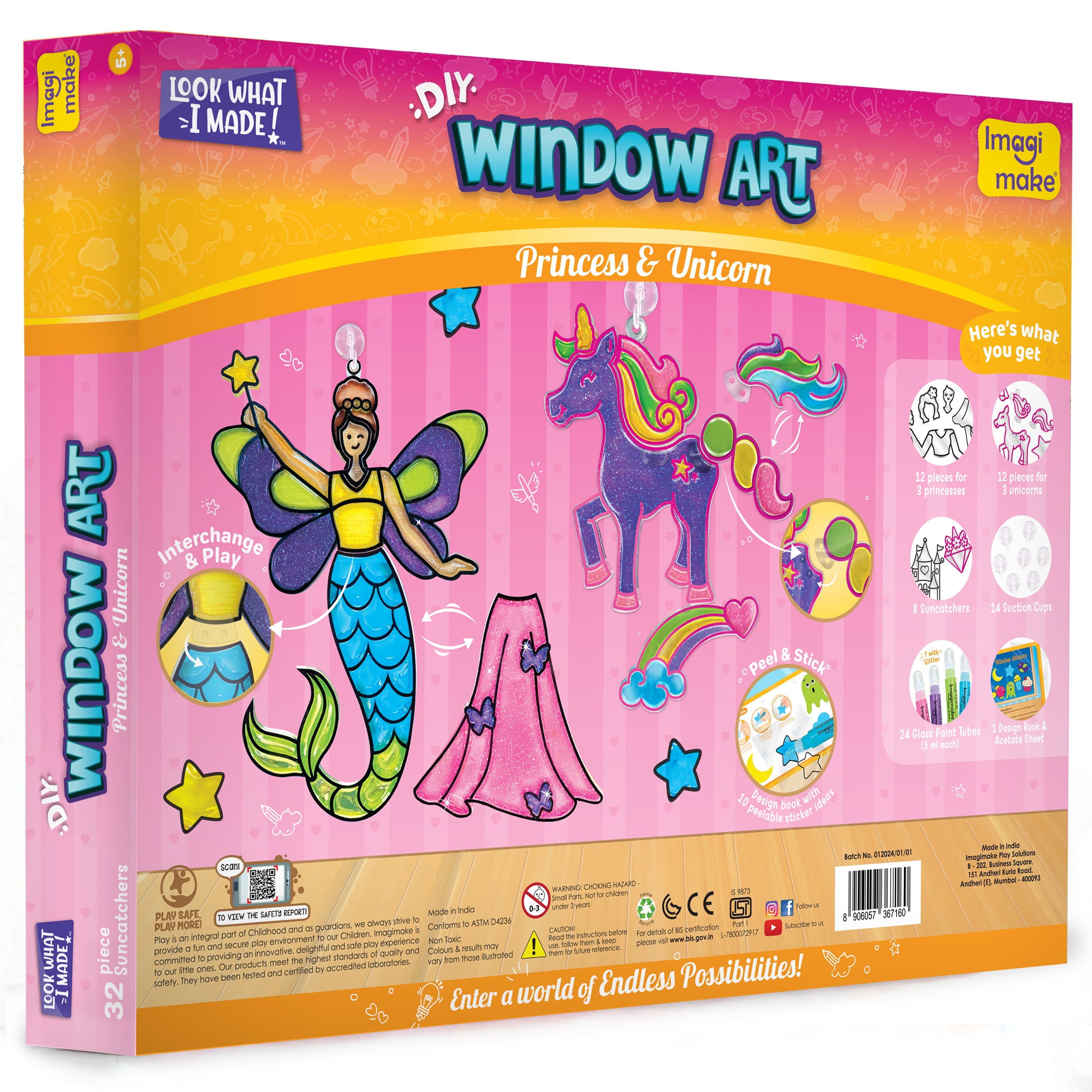 Imagimake Window Art for Kids - Princess and Unicorn