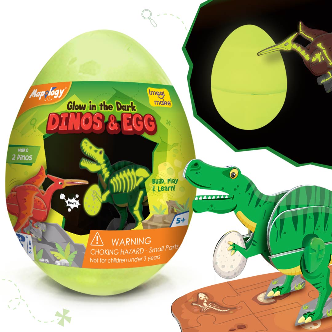 Imagimake Glow in The Dark Dinos & Egg Green