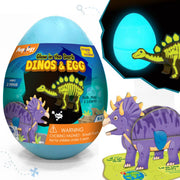 Imagimake Glow in The Dark Dinosaur Figure Set & Egg - Blue
