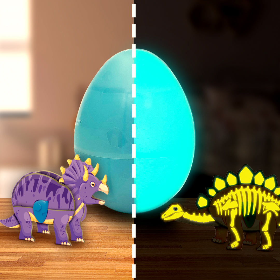 Imagimake Glow in The Dark Dinosaur Figure Set & Egg - Blue