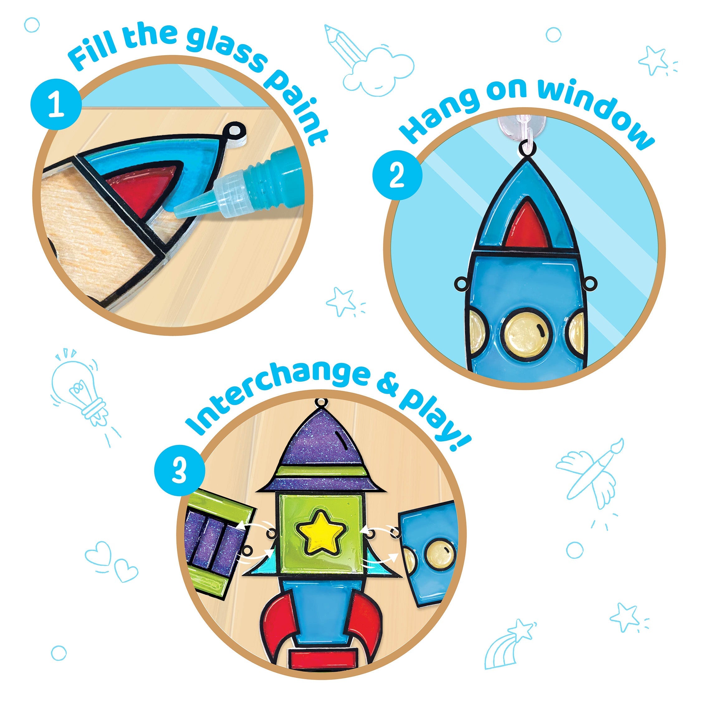 Imagimake Window Art for Kids - Rocket
