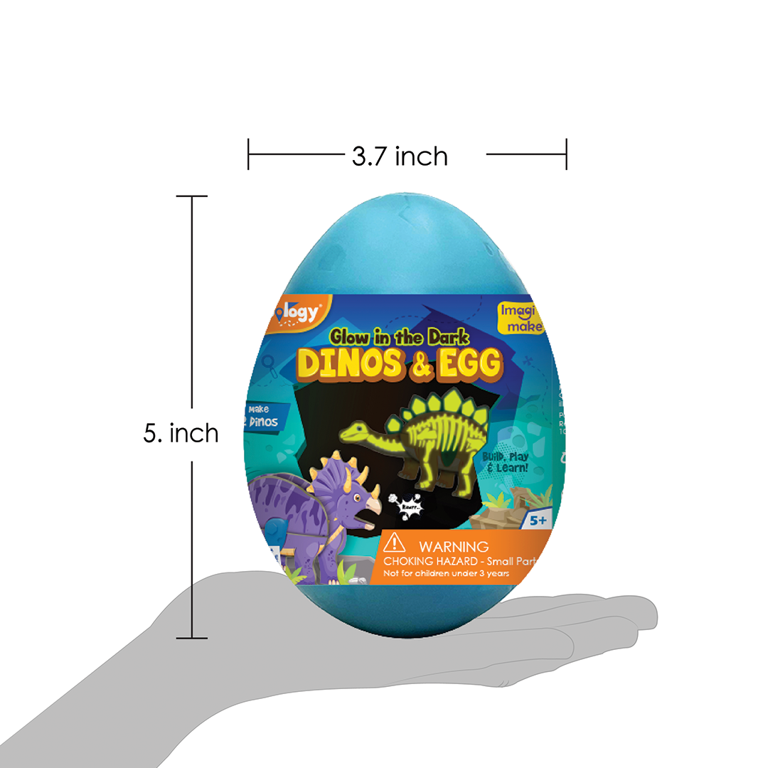 Imagimake Glow in The Dark Dinosaur Figure Set & Egg - Blue
