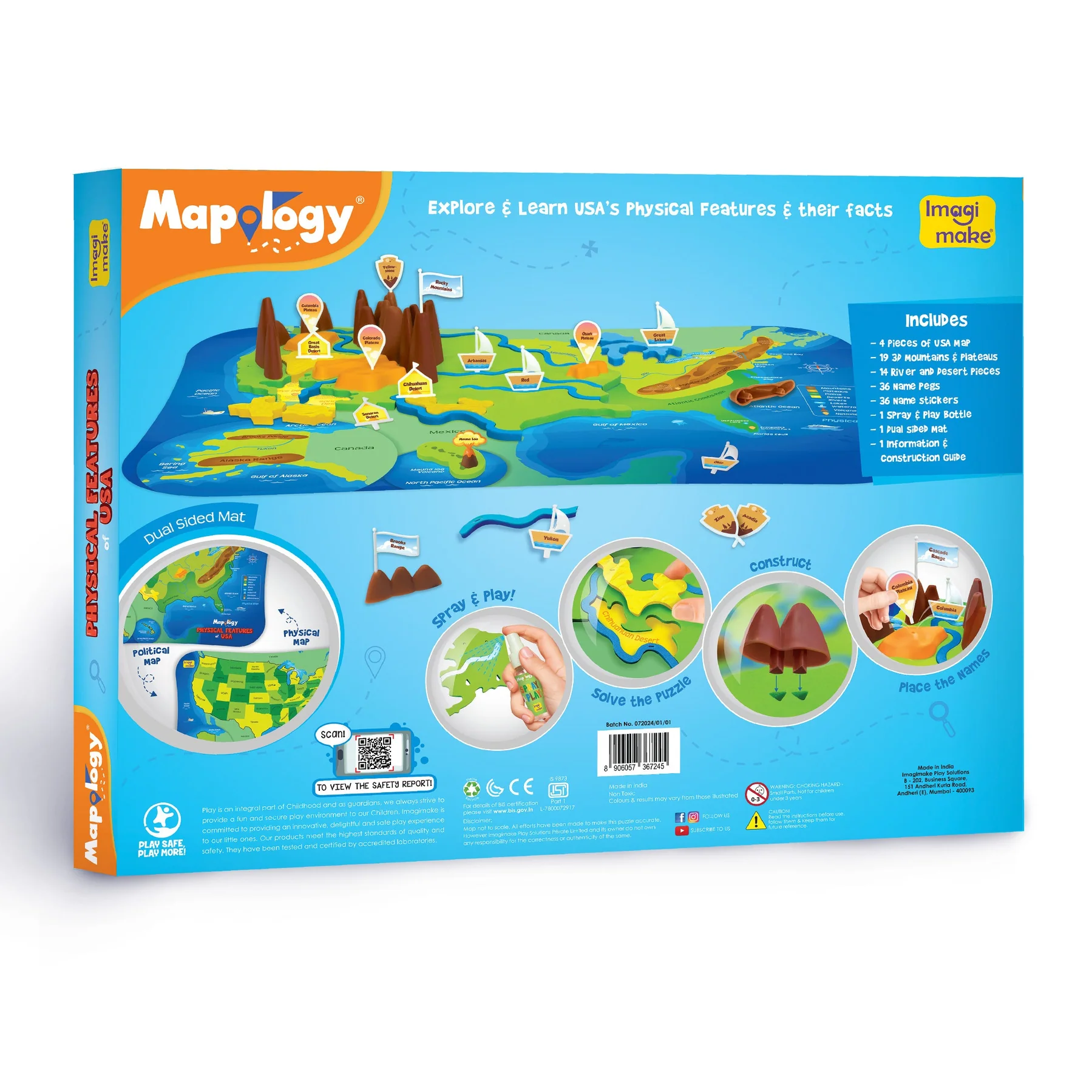 Imagimake Mapology Physical Map - USA Puzzle