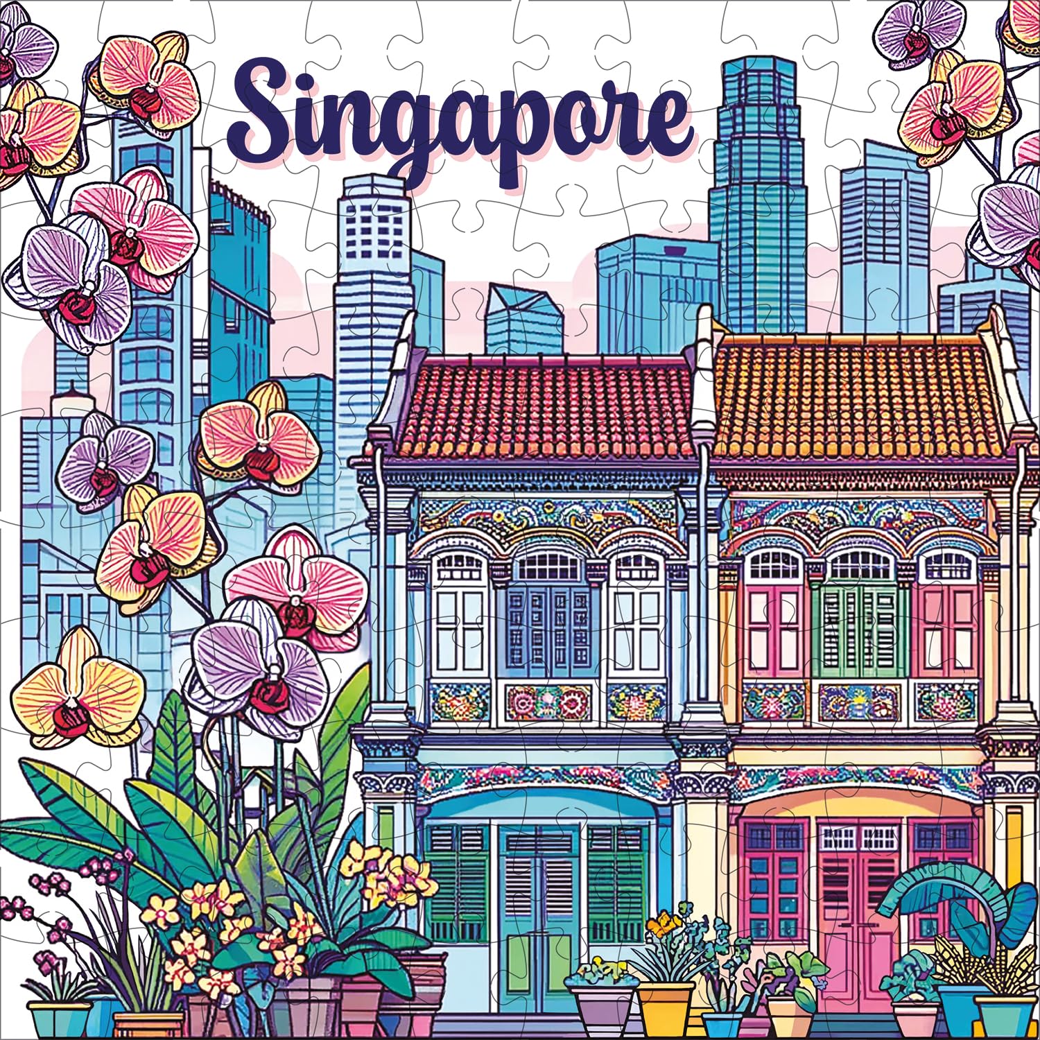 Heritage Shophouses a 100 Pieces Jigsaw Puzzle