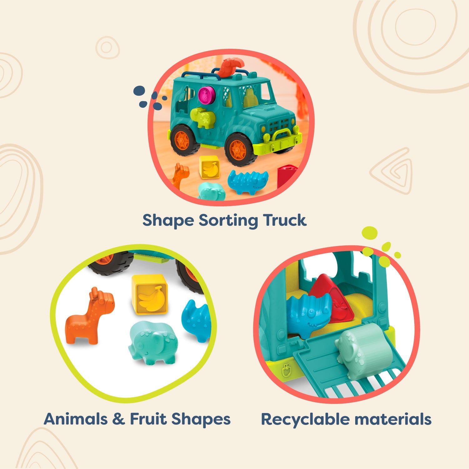 Happy Cruisers - Rollin' Animal Rescue Shape Sorter Truck