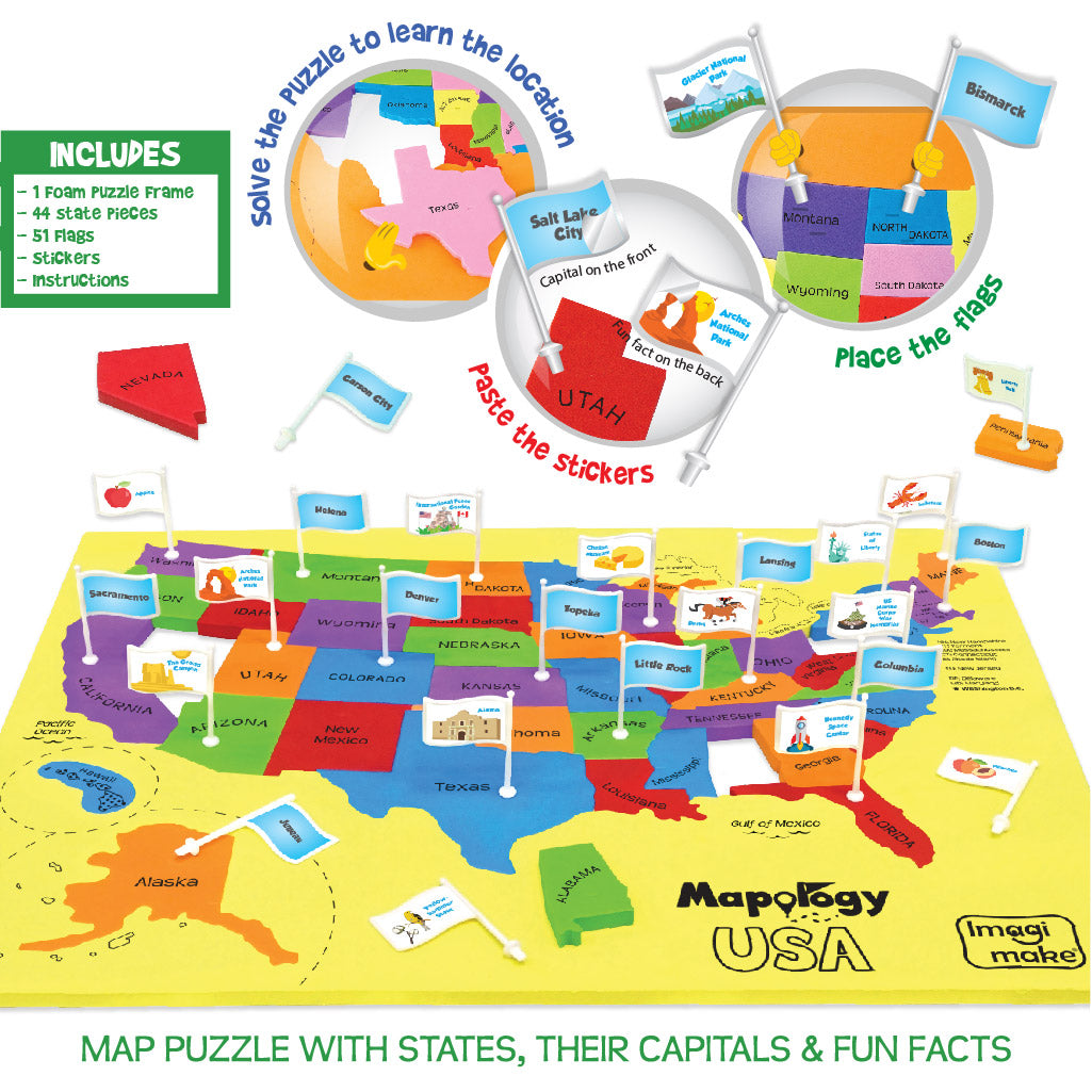 Imagimake Mapology USA with Capitals Puzzle