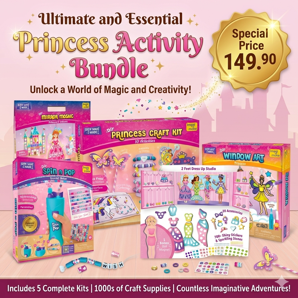 Imagimake 5-in-1 Ultimate Princess Craft Mega Bundle for Girls