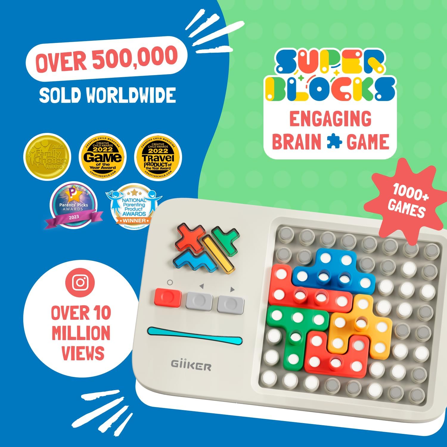 GiiKER Super Blocks - A Patience and Logic Game for Children with Over 1000 Level Challenges