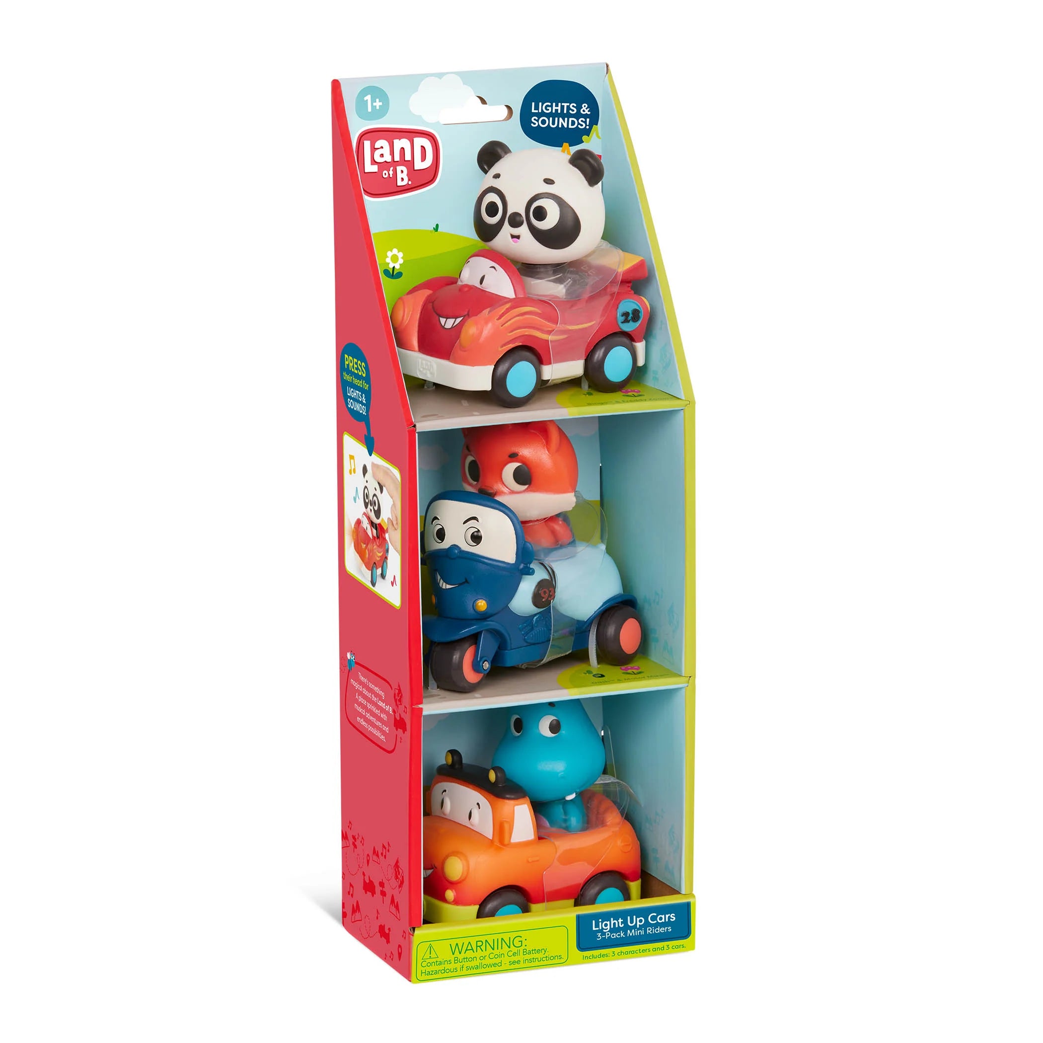 3-Pack Mini Light-Up Vehicle with Toy Animals Riders