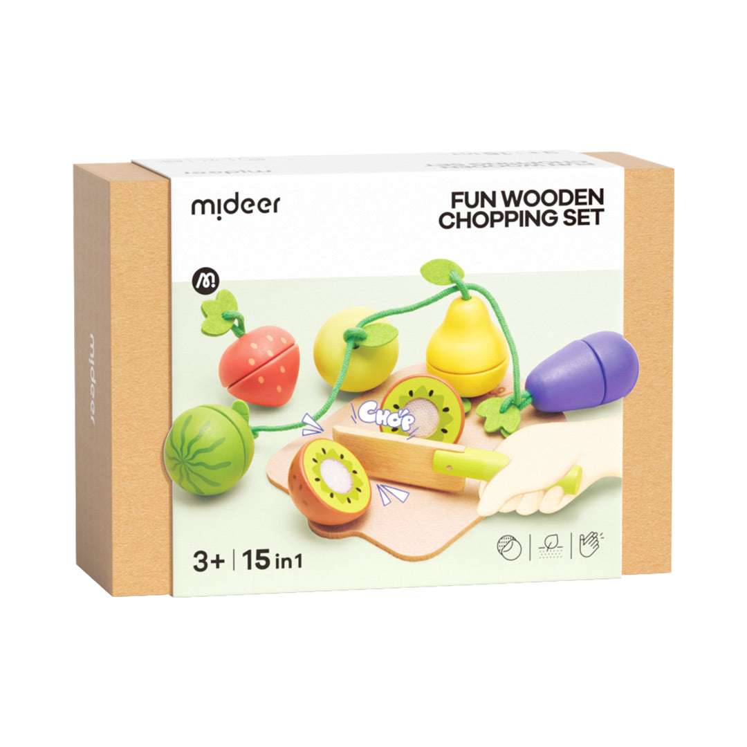 Fun Wooden Chopping Set: Delicious Fruits and Vegetables