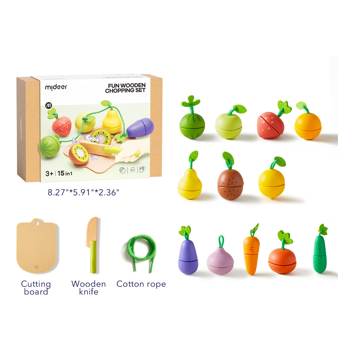 Fun Wooden Chopping Set: Delicious Fruits and Vegetables
