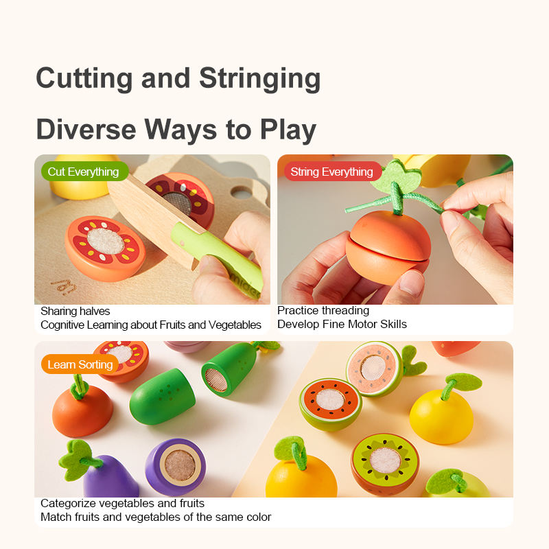 Fun Wooden Chopping Set: Delicious Fruits and Vegetables
