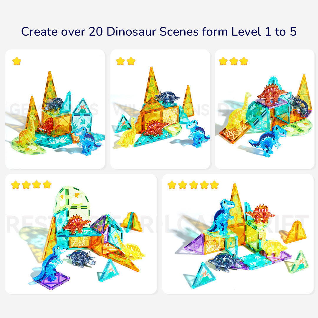 Colorful Magnetic Tiles: Jurassic Adventure [ 48P ]