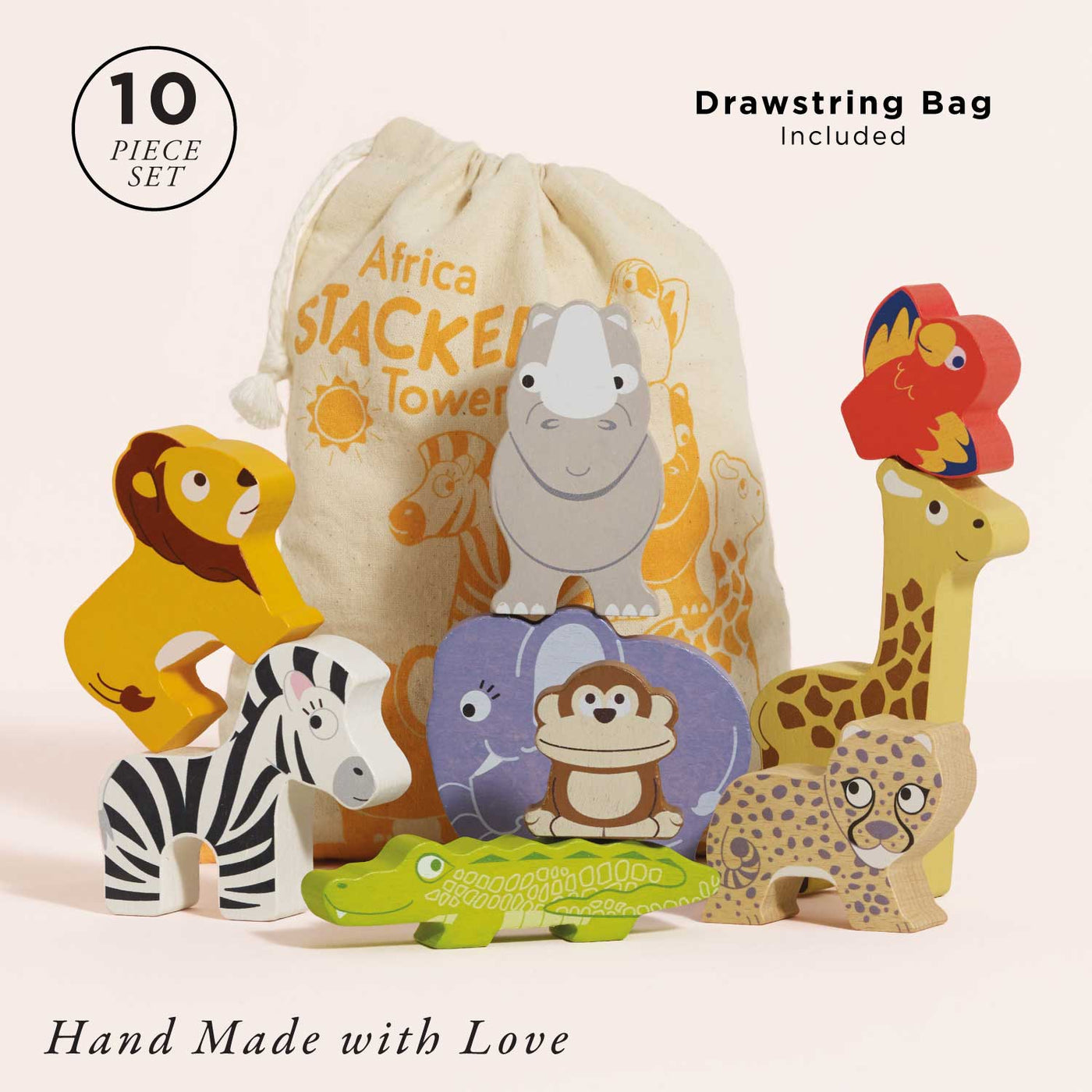 Le Toy Van African Safari Stacking Animals & Bag