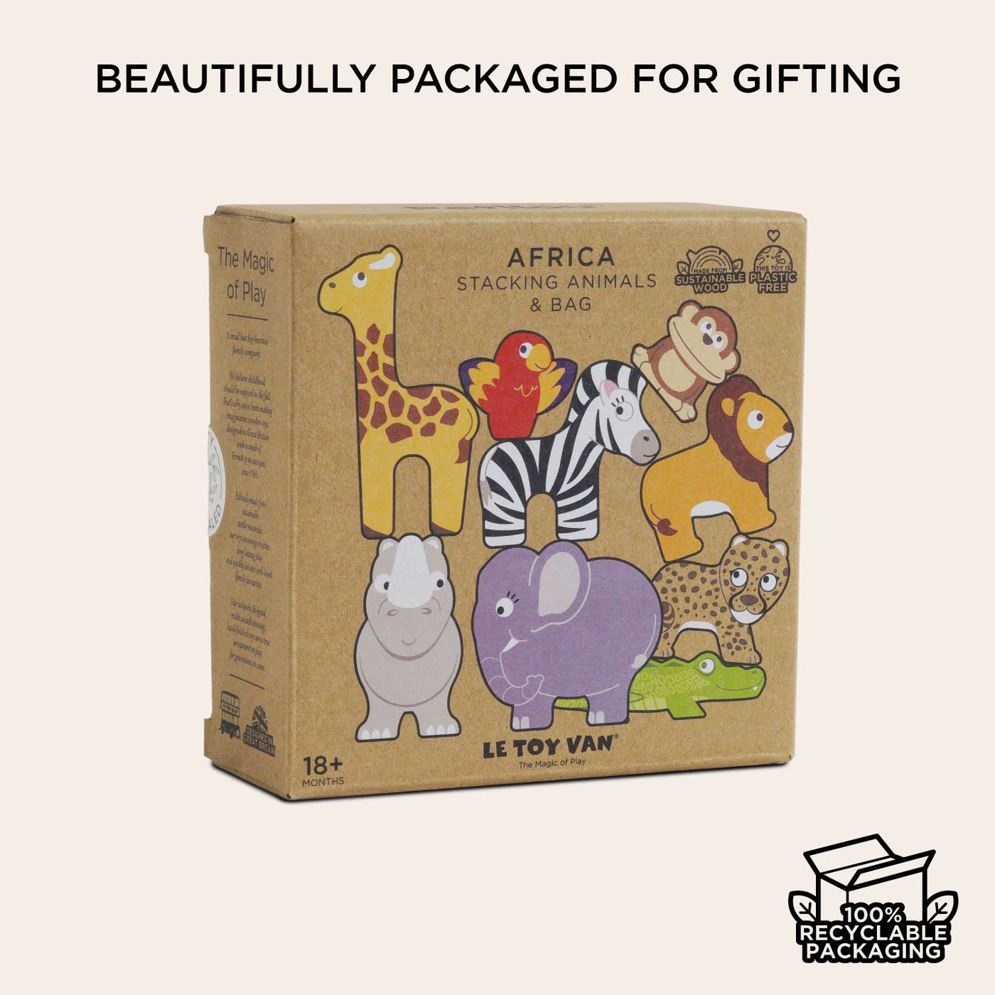Le Toy Van African Safari Stacking Animals & Bag