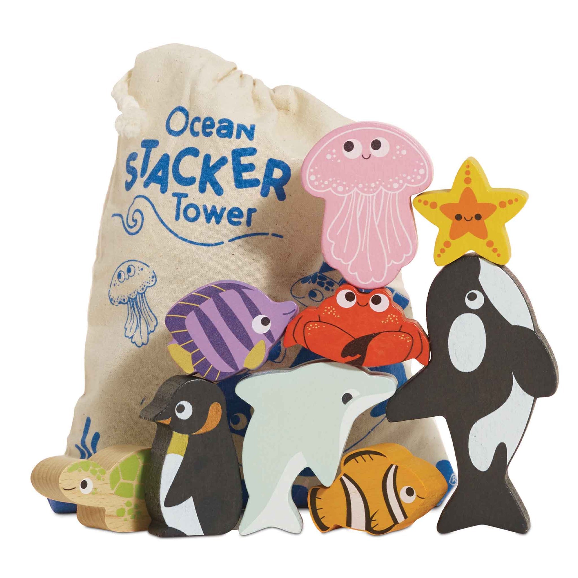 Le Toy Van Ocean Life Stacking Animals & Bag