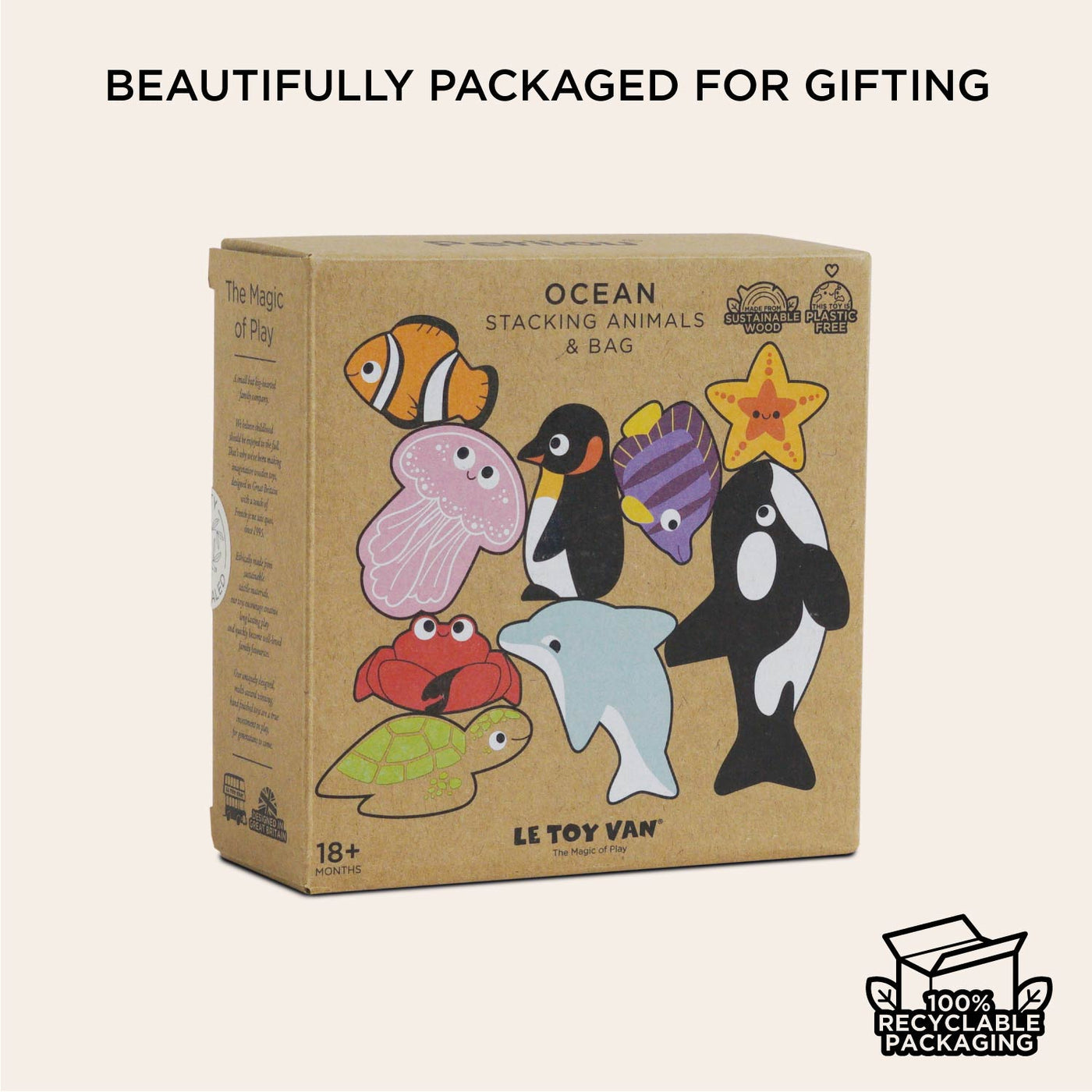 Le Toy Van Ocean Life Stacking Animals & Bag