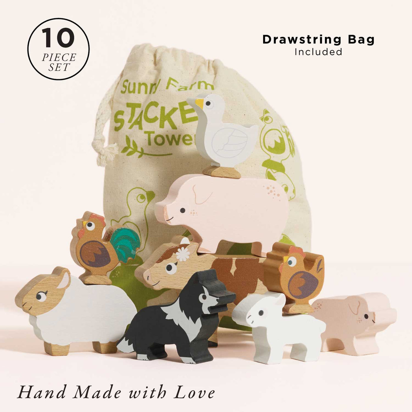 Le Toy Van Farmyard Stacking Animals & Bag
