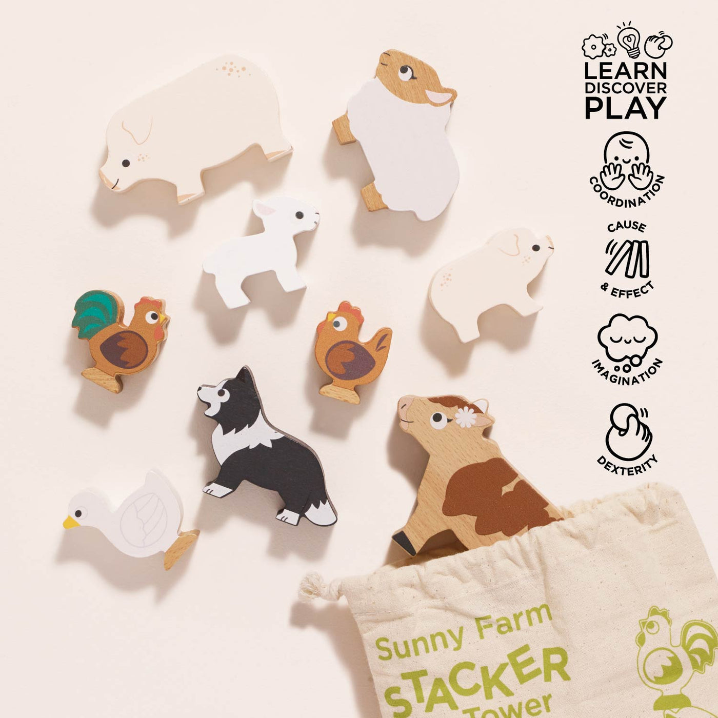 Le Toy Van Farmyard Stacking Animals & Bag