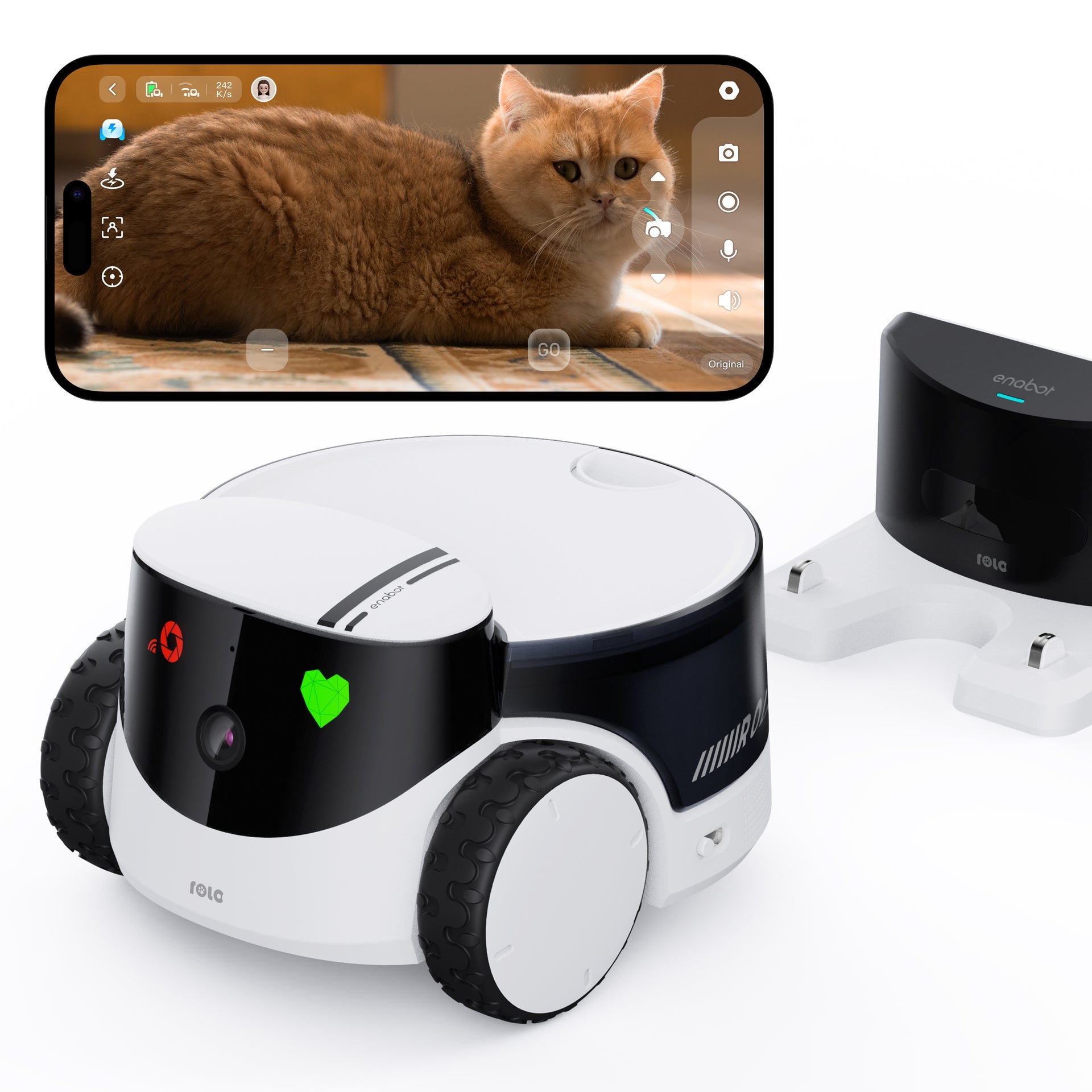 ROLA PetPal Robot Pet Companion - Interactive Pet Companion with Camera & Treat Dispenser Bundle
