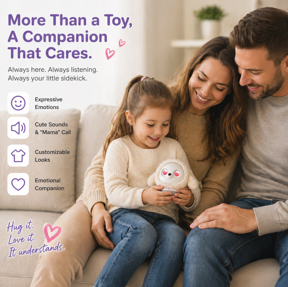ropet™ KAMOMO - Interactive AI Plush Robot Pet & Emotional Comfort Companion
