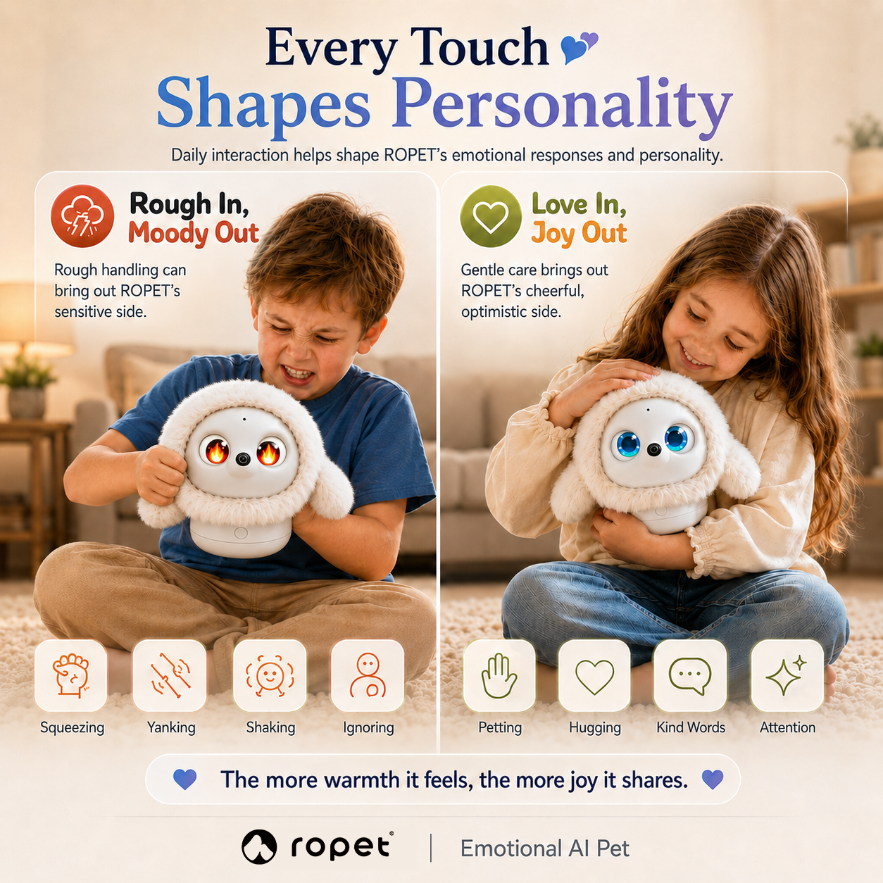 ropet™ KAMOMO - Interactive AI Plush Robot Pet & Emotional Comfort Companion