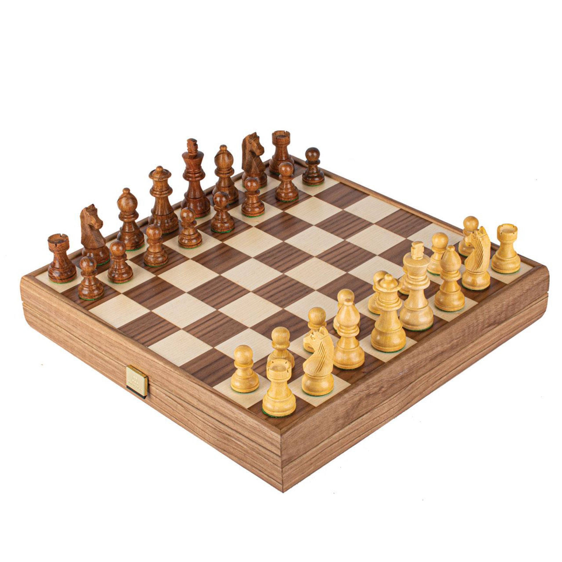 Staunton Wooden Chessmen & Walnut Chessboard (27 x 27cm)