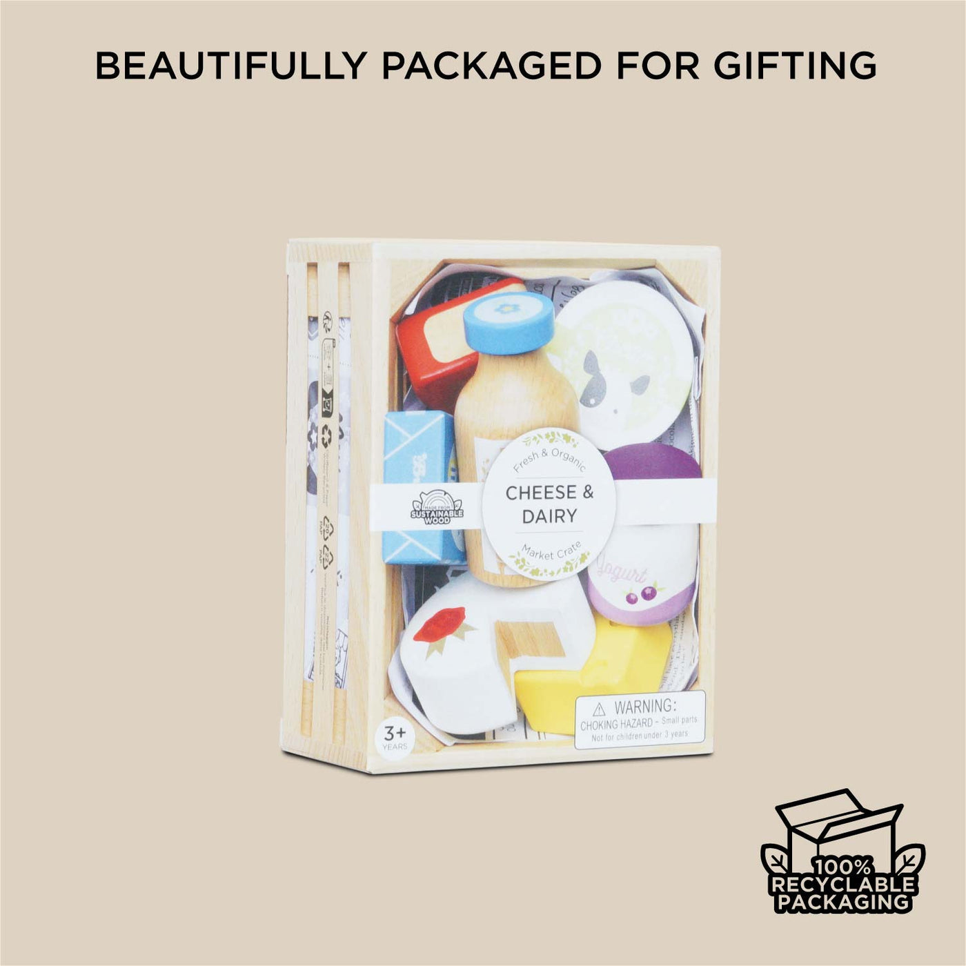 Le Toy Van Cheese & Dairy Wooden Market Crate