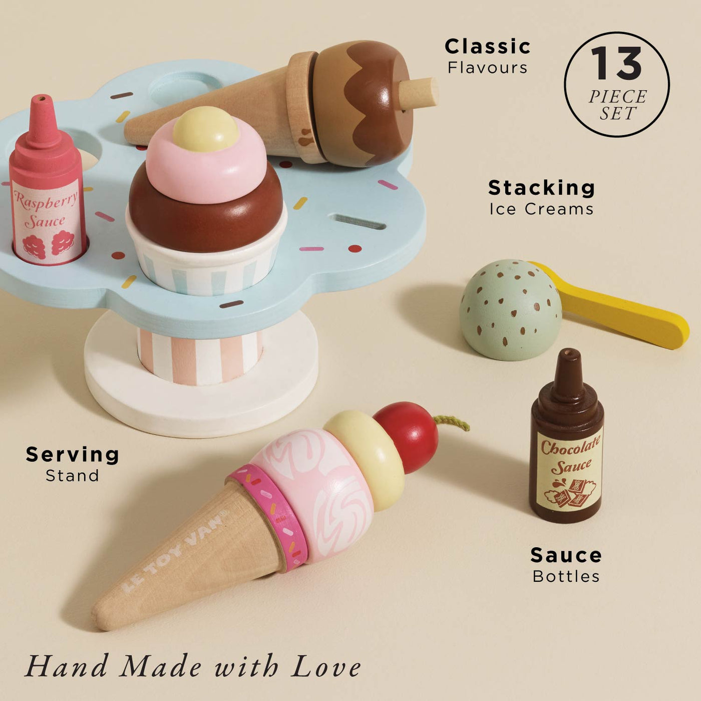 Le Toy Van Wooden Ice Cream Stand & Toppings