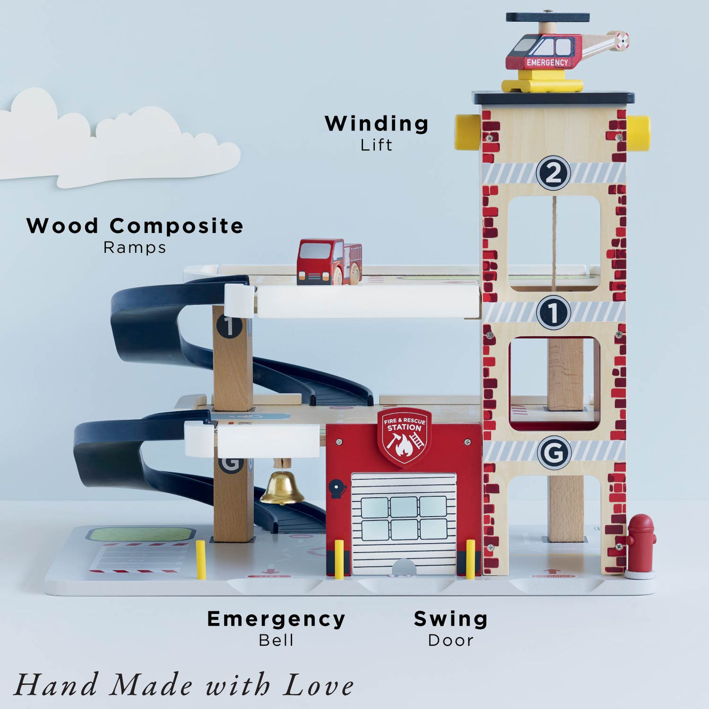 Le Toy Van Fire & Rescue Wooden Garage