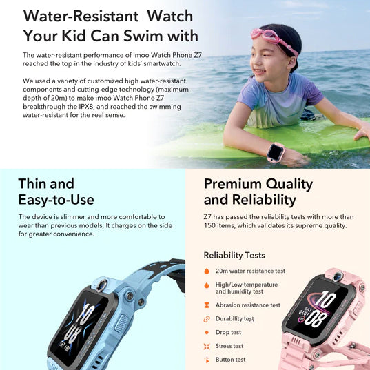 imoo Watch Phone Z7 [ Video and Call | GPS Tracking | Flip Dual Camera | Water Resistant | Health Monitoring ]