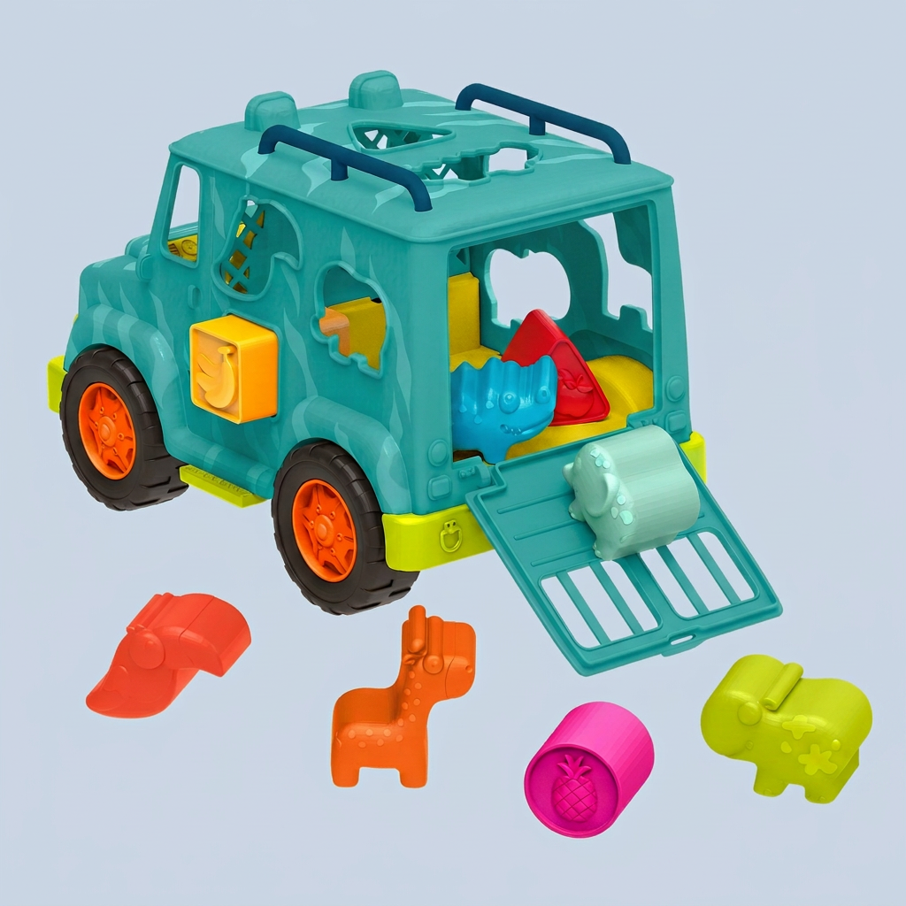 Happy Cruisers animal rescue shape sorter truck on a light blue background