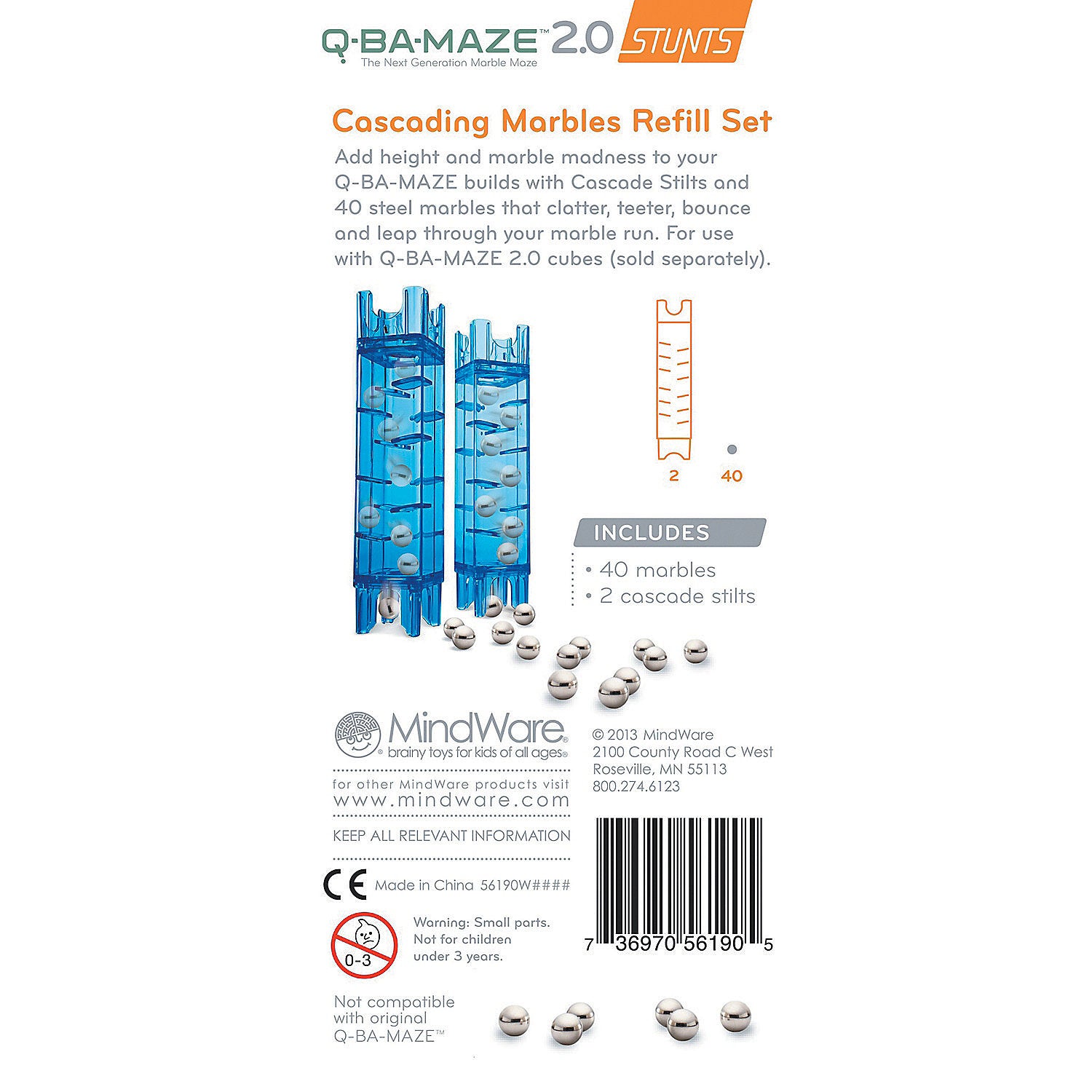 Q-BA-MAZE 2.0: Cascading Marbles Refill Set