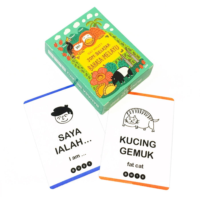 SAY WHAT? Learn Bahasa Melayu Playing Cards