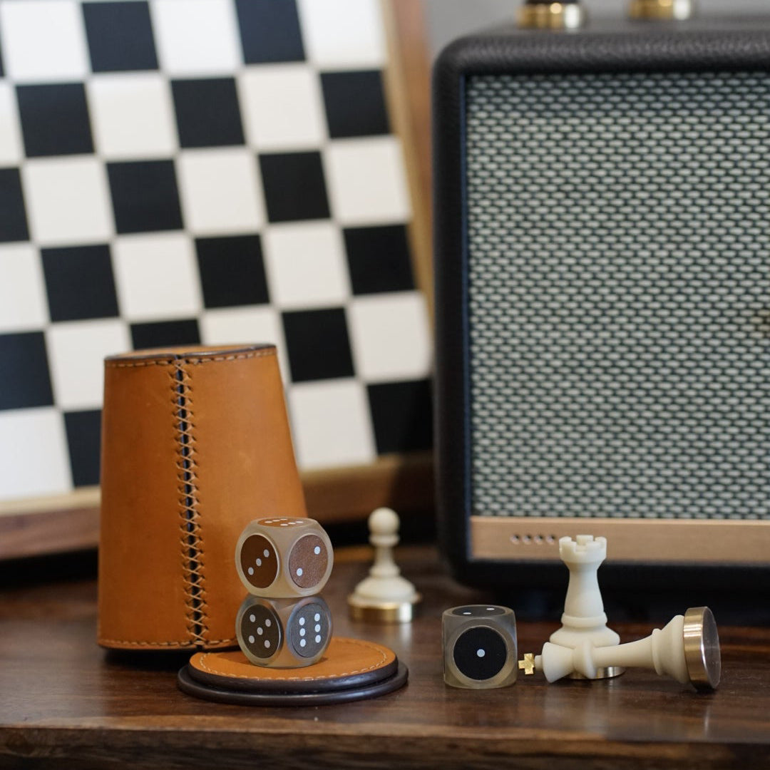 Leather Dice Shaker Cup Set