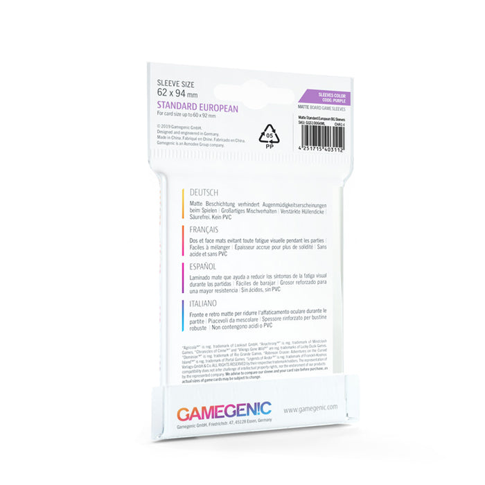 Gamegenic Board Game Sleeves – Standard European (Purple)