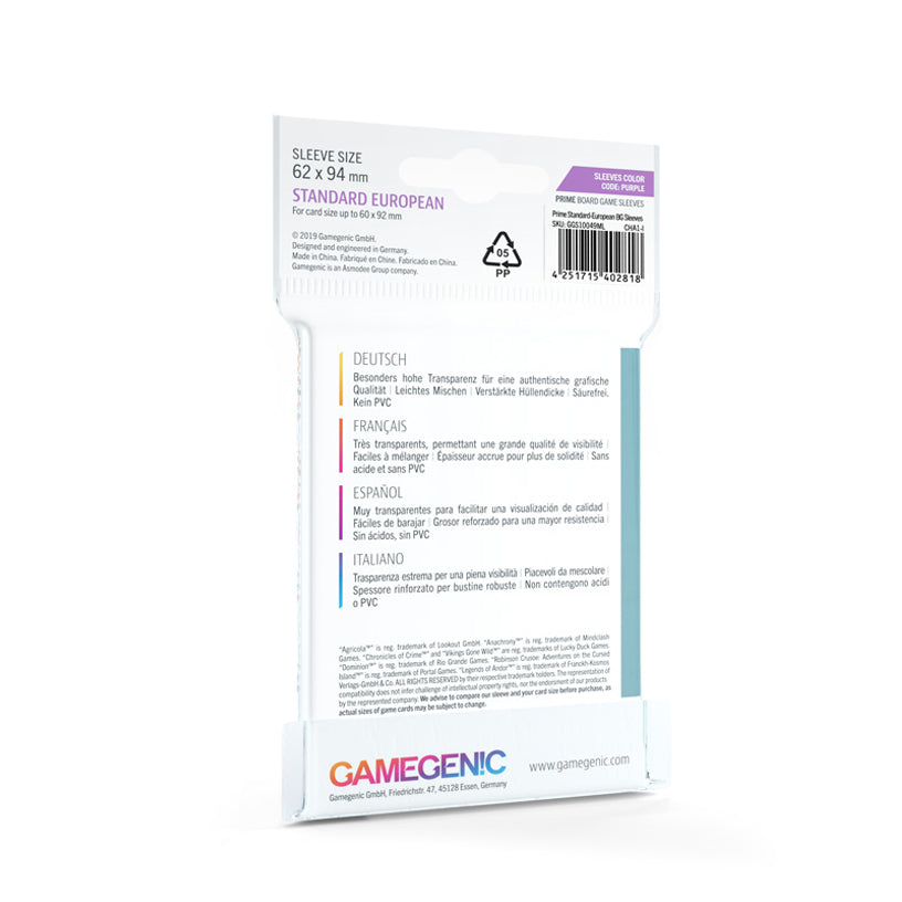 Gamegenic Board Game Sleeves – Standard European [ 62 x 94 mm ]
