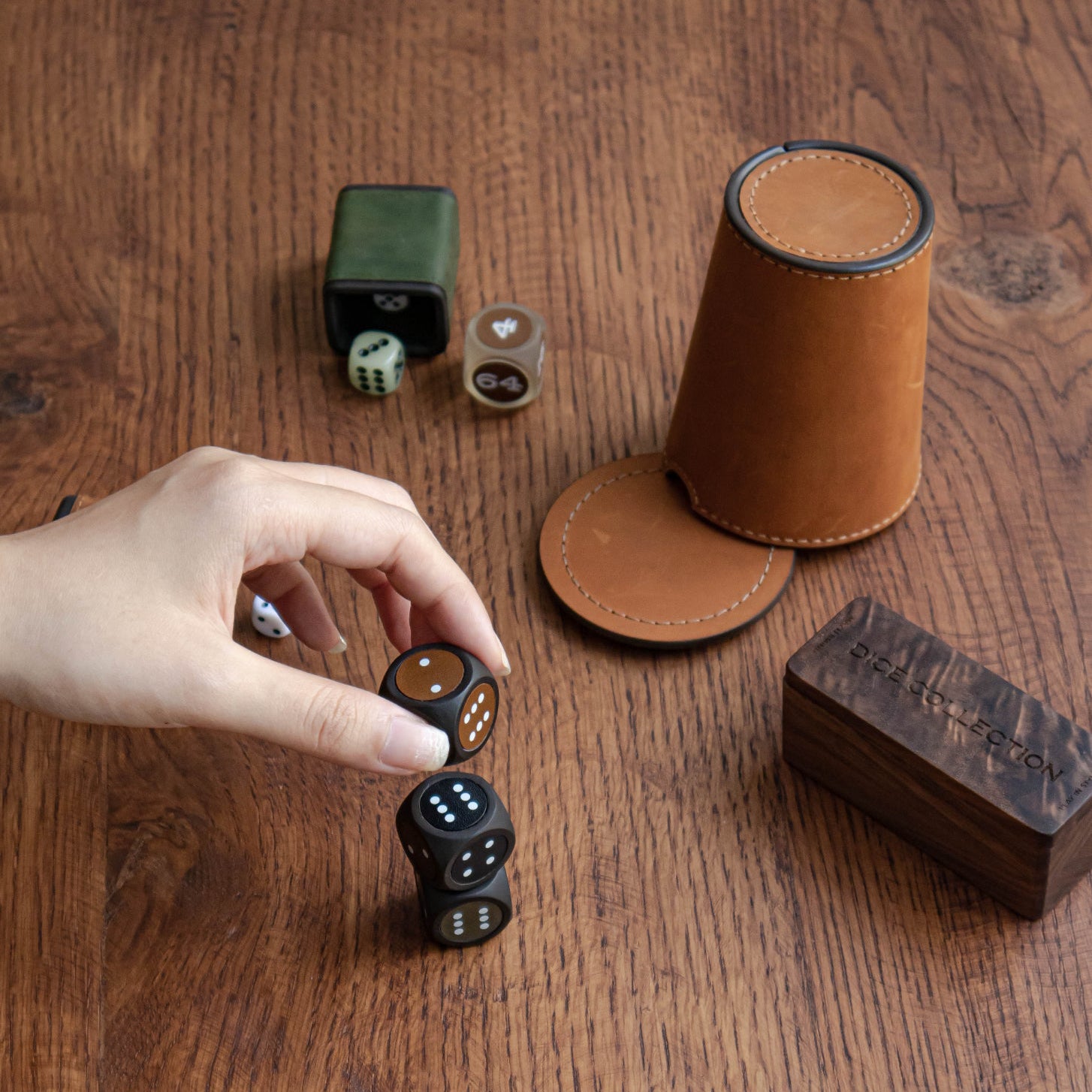 Leather Dice Shaker Cup Set