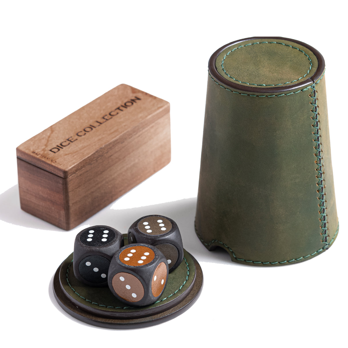 Leather Dice Shaker Cup Set