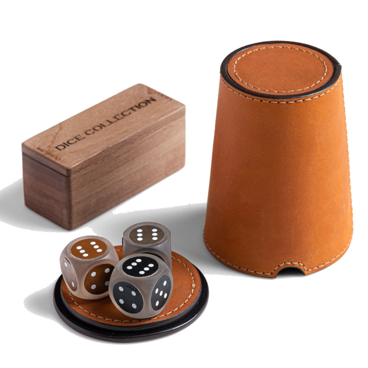 Leather Dice Shaker Cup Set
