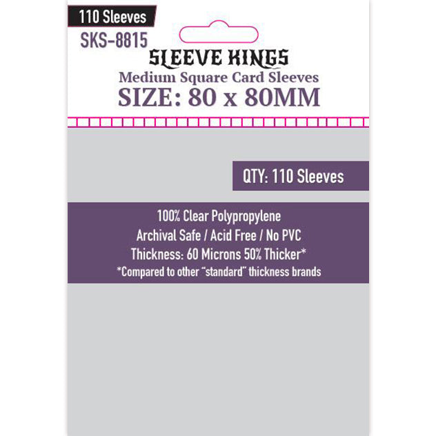 Sleeve Kings Medium Square Card Sleeves (80x80mm) - 110 Pack