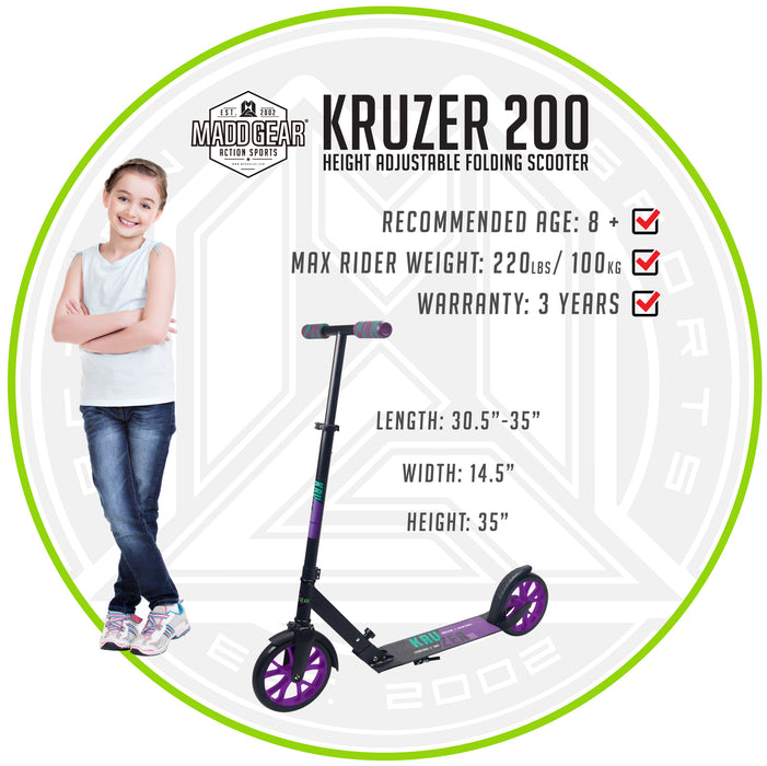 Madd Gear Kruzer 200mm Scooter - Purple/Teal